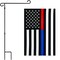 G128 Combo Pack: Garden Flag Stand Black 36x16 Inch & Garden Flag Thin Blue and Red Line 12x18 Inch
